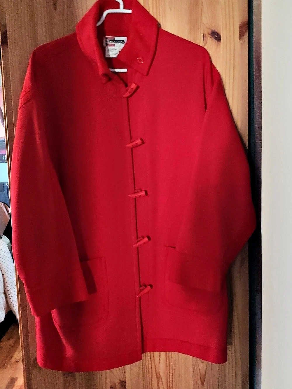Simon Chang Toggle Front Red Coat Size Large